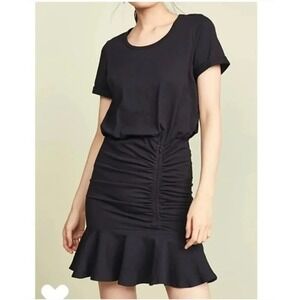 veronica beard pima ruched dress Veronica Beard / Ruched short sleeve grey gray pima cotton Dress Large L